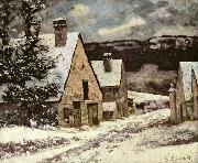 Gustave Courbet Dorfausgang im Winter oil